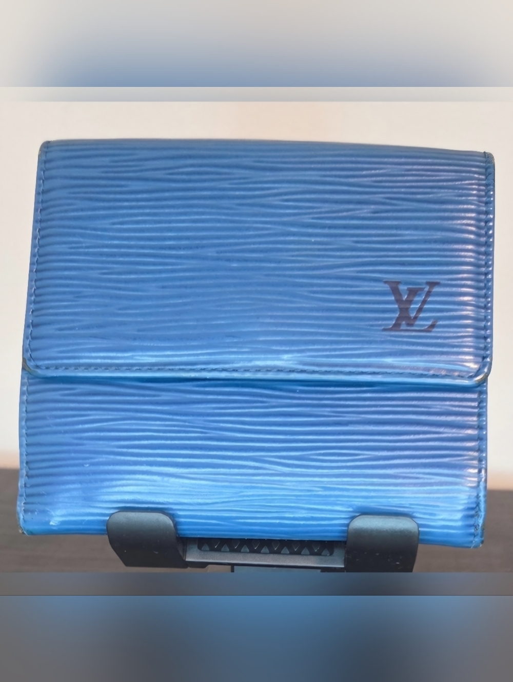 Louis Vuitton Elise Wallet Blue Epi Leather Trifold Made in France